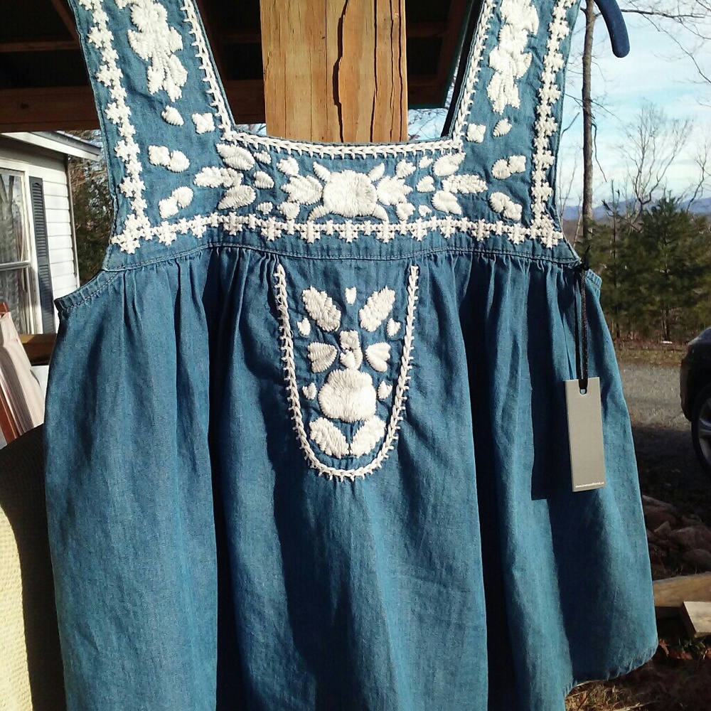 Lovers+Friends denim chambray crop top